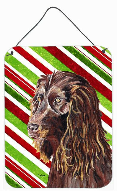 Boykin Spaniel Candy Cane Christmas Wall or Door Hanging Prints Aluminum Metal Sign Kitchen Wall Bar Bathroom Plaque Home Decor Front Door Plaque, 12x16, Multicolor