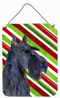Scottish Terrier Candy Cane Holiday Christmas Wall or Door Hanging Prints Aluminum Metal Sign Kitchen Wall Bar Bathroom Plaque Home Decor Front Door Plaque, 12x16, Multicolor