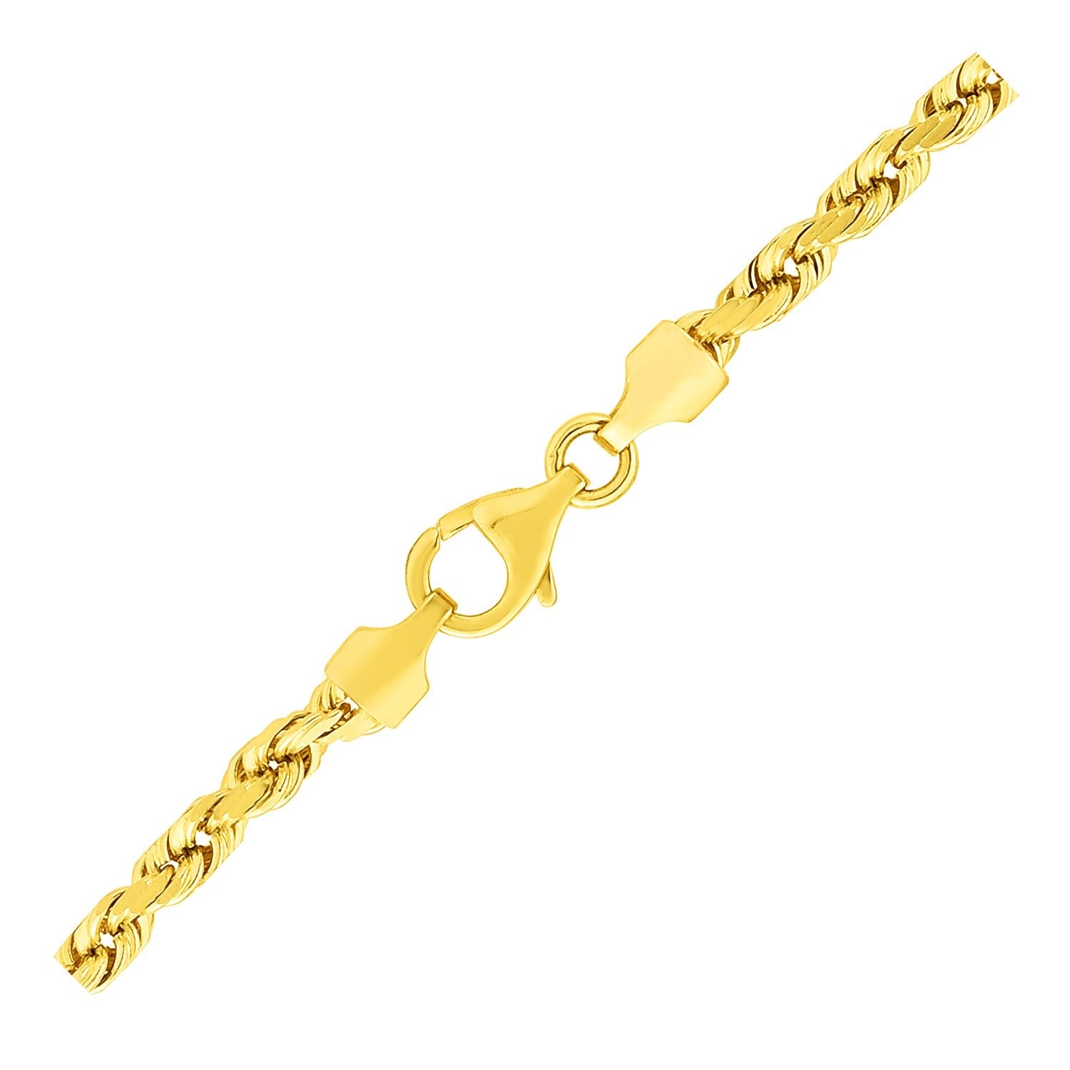 3.5mm 10k Yellow Gold Solid Diamond Cut Rope Bracelet - PhishStones Products