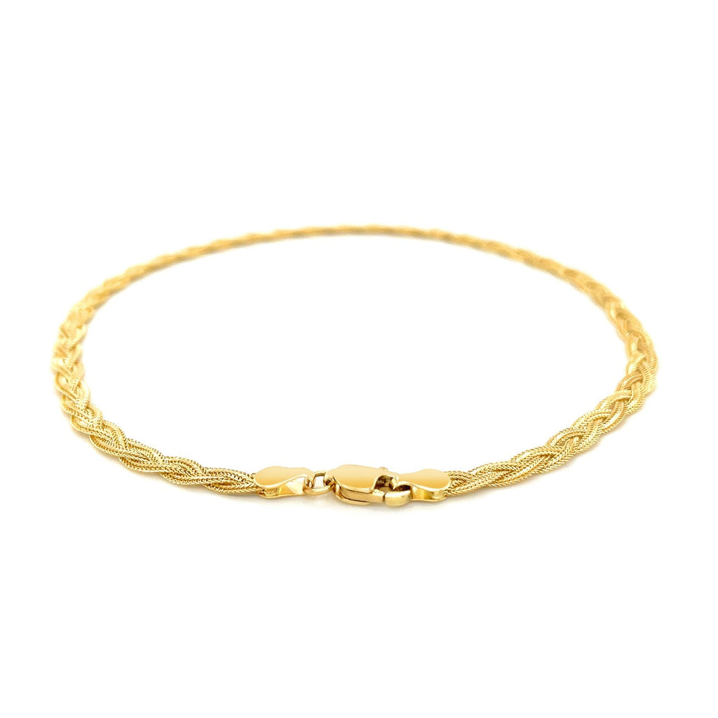 3.5mm 14k Yellow Braided Foxtail Anklet - PhishStones Products