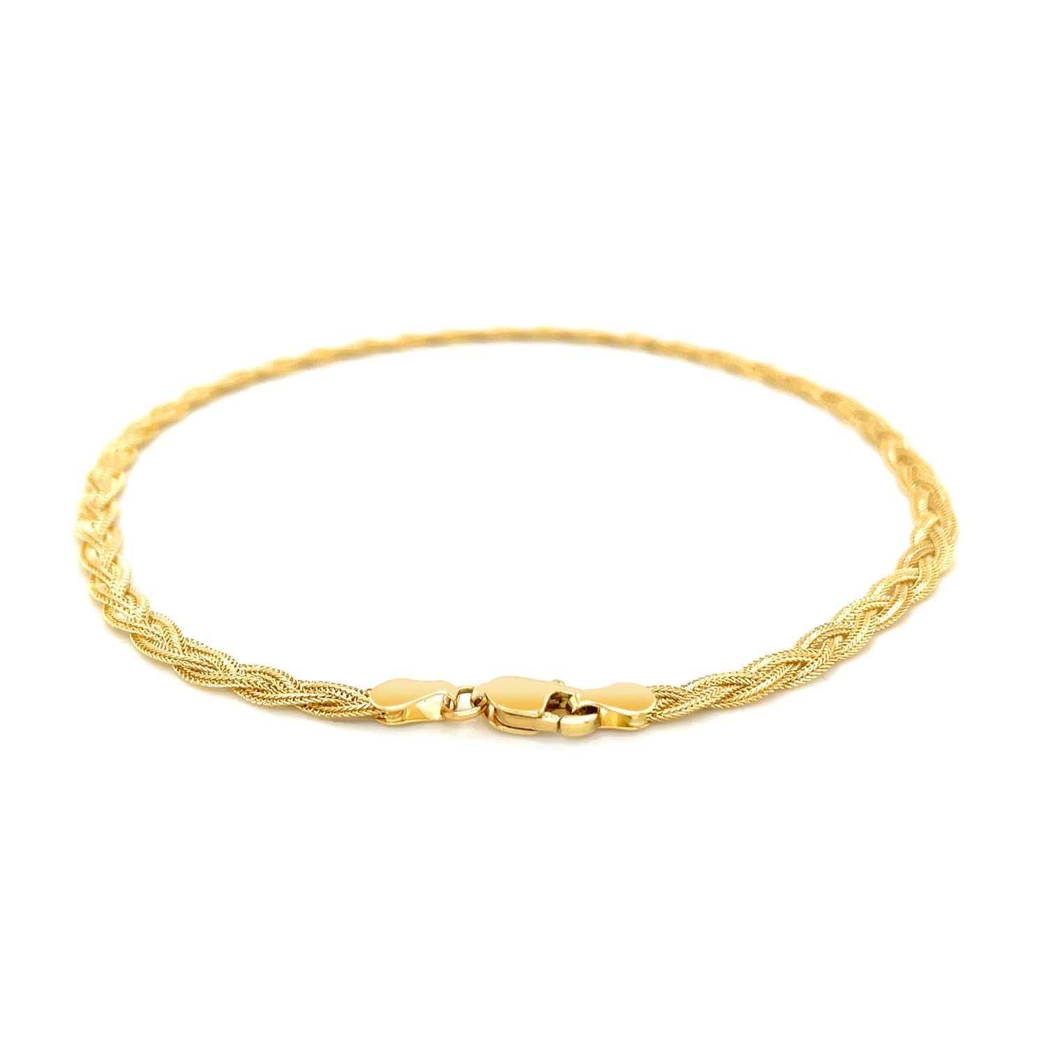 3.5mm 14k Yellow Braided Foxtail Anklet - PhishStones Products