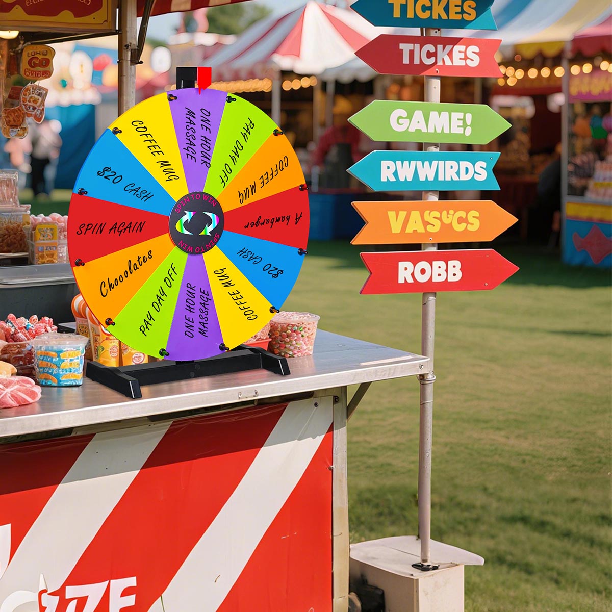 WinSpin Tabletop Stand for Prize Wheel, H-Shape Base
