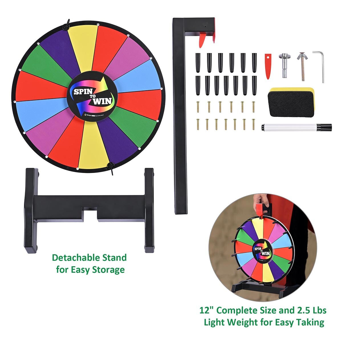 WinSpin 12" Tabletop Prize Wheel Color Dry Erase