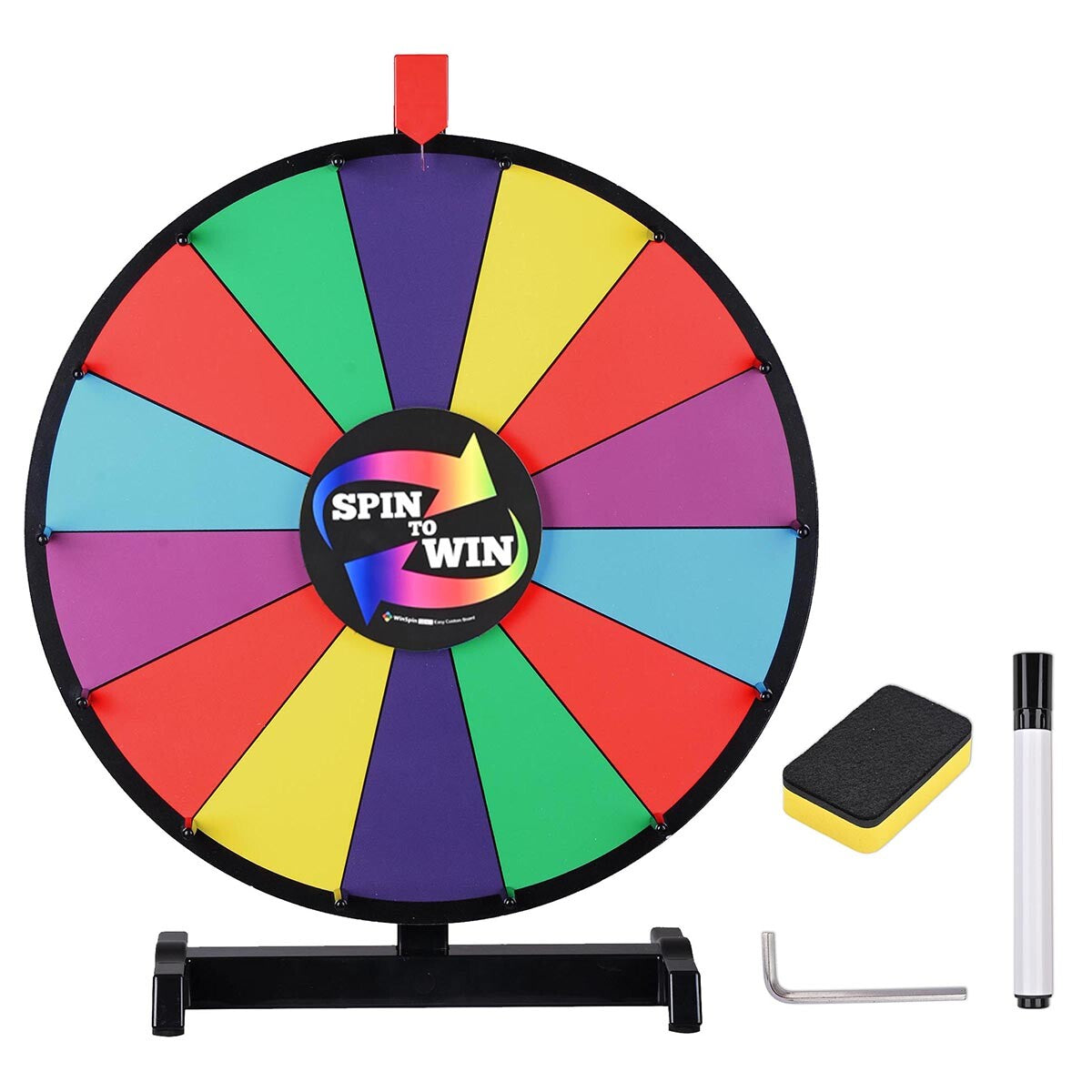 WinSpin 18" Tabletop Prize Wheel Dry Erase, Dark Rainbow