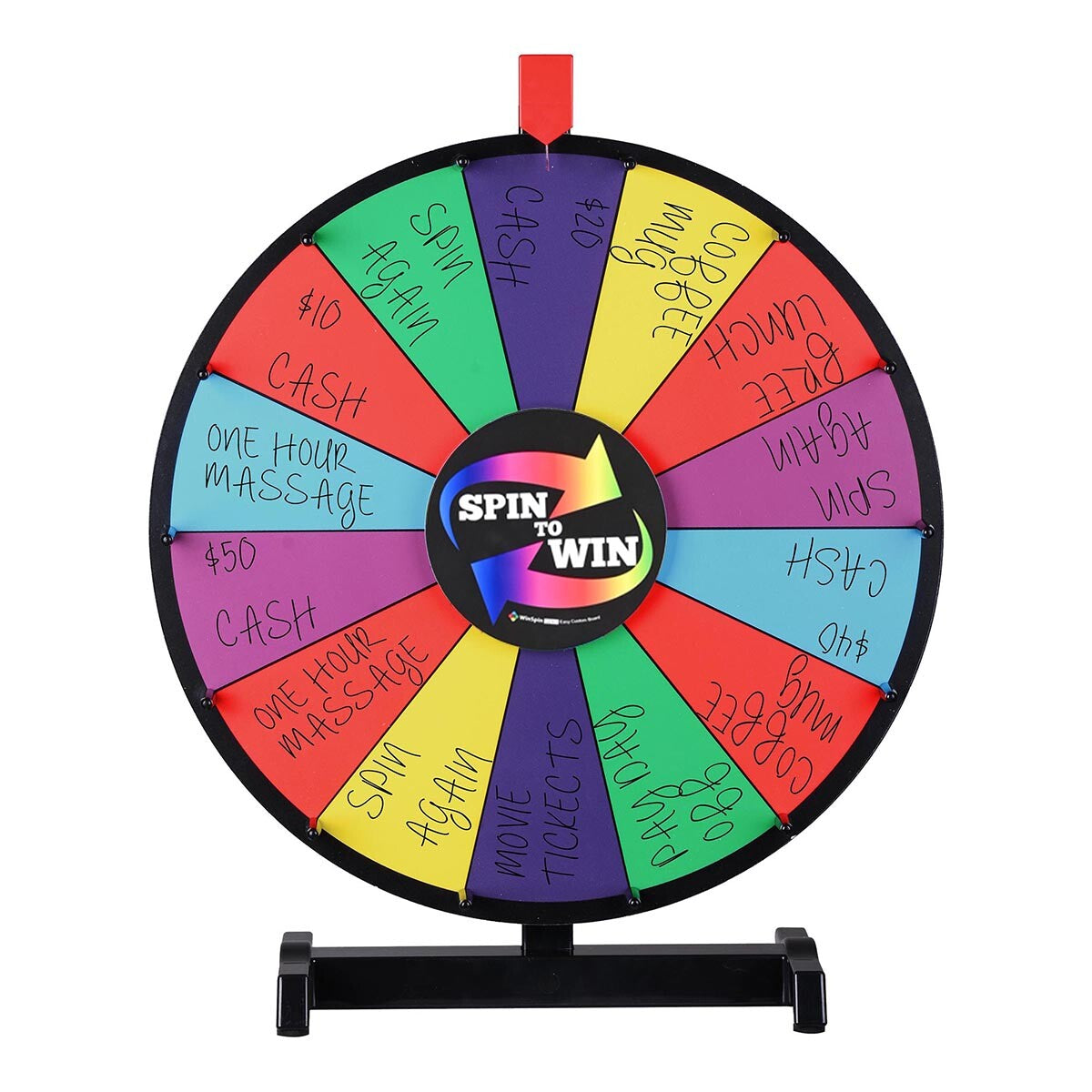 WinSpin 18" Tabletop Prize Wheel Dry Erase, Dark Rainbow