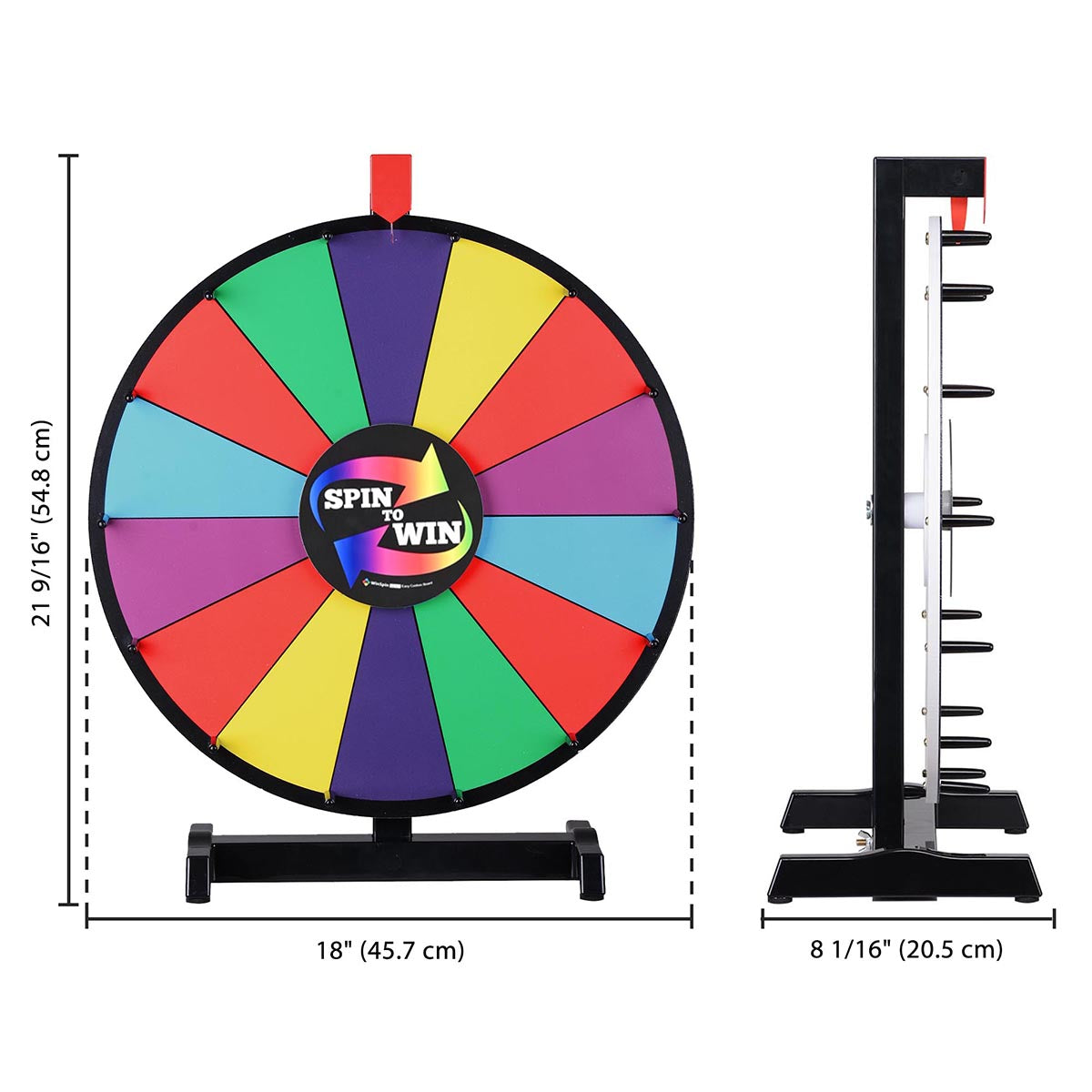 WinSpin 18" Tabletop Prize Wheel Dry Erase, Dark Rainbow