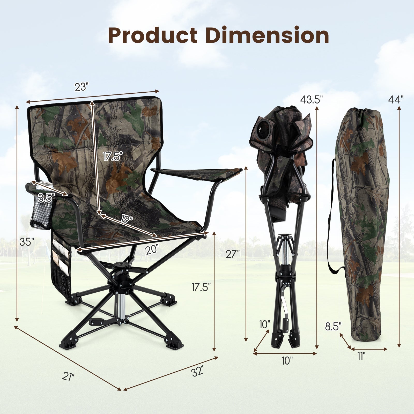 360° Swivel Hunting Chair Portable Foldable