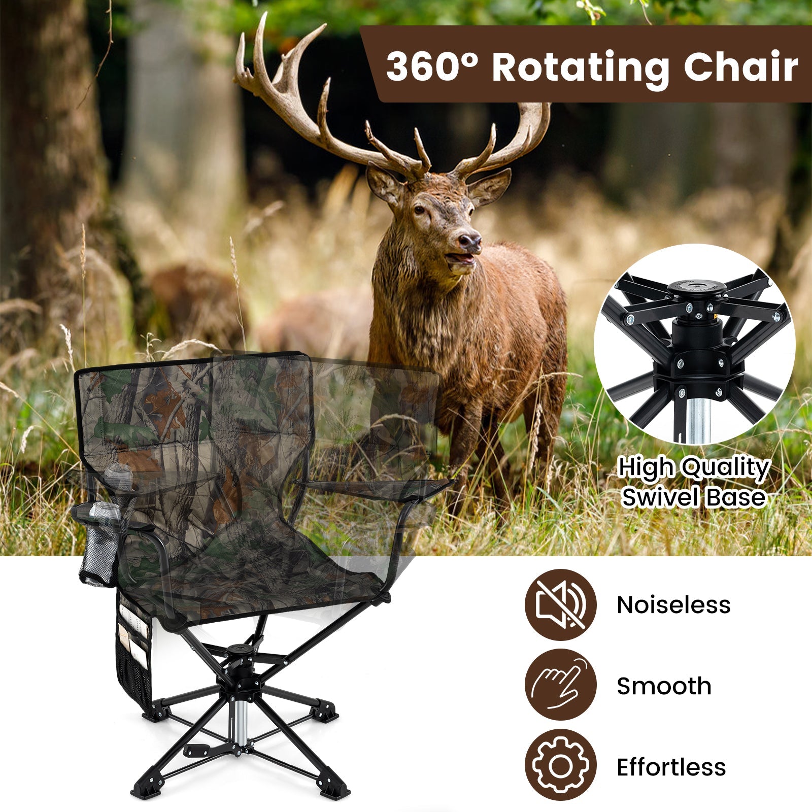 360° Swivel Hunting Chair Portable Foldable