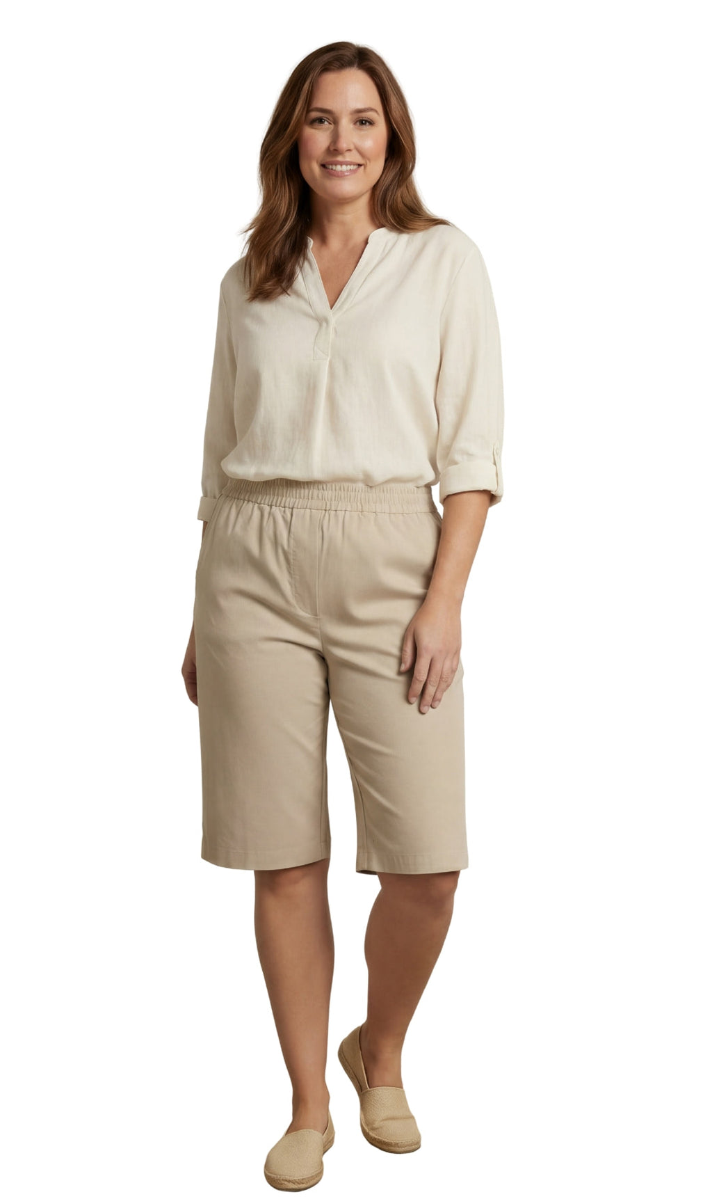 Women's Easy Pull on Bermuda Shorts in Denim and Twill