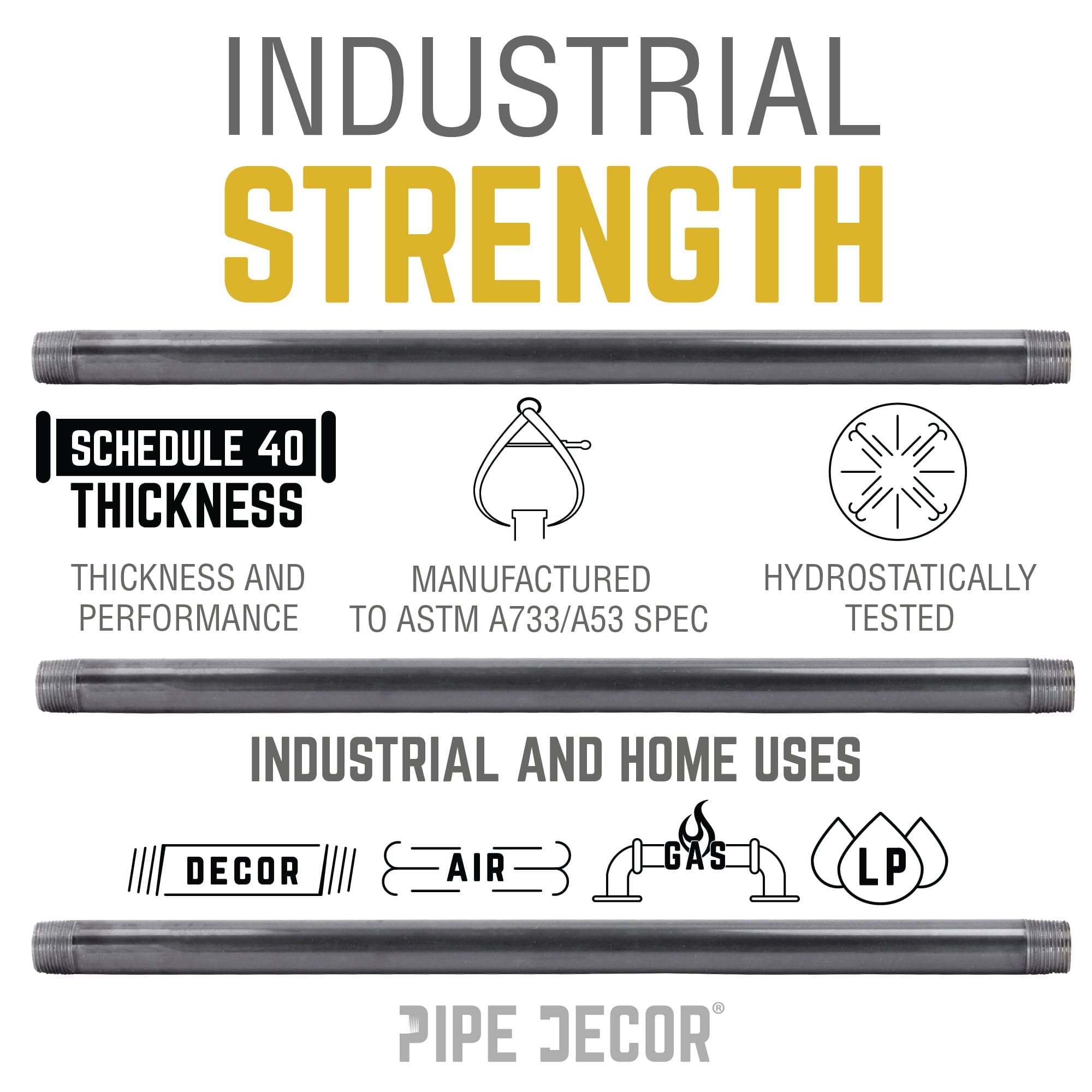 1 in. x 7 in. Black Pipe