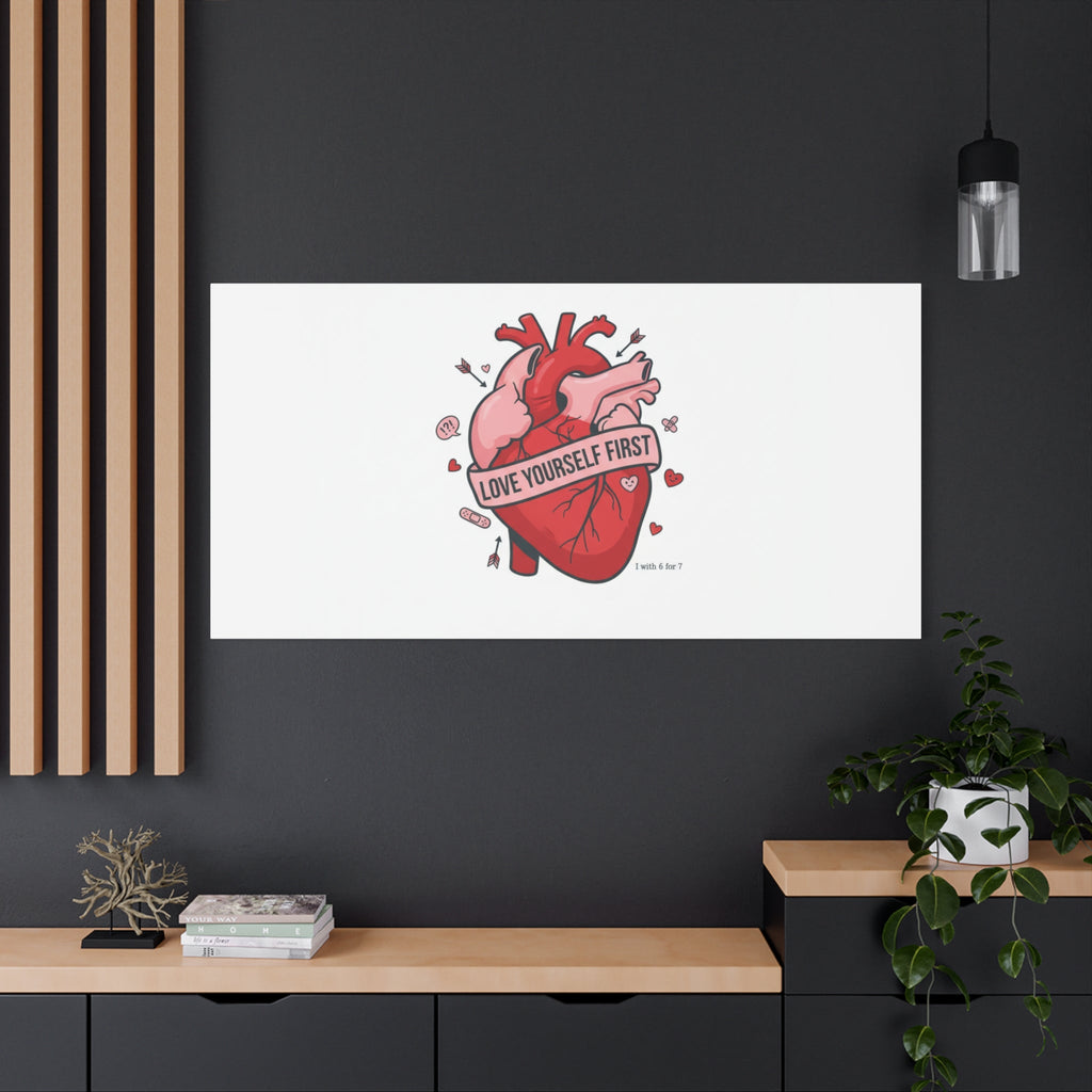 Love Yourself First Canvas, Hearts-with-a-Twist, Anti-Valentine Art