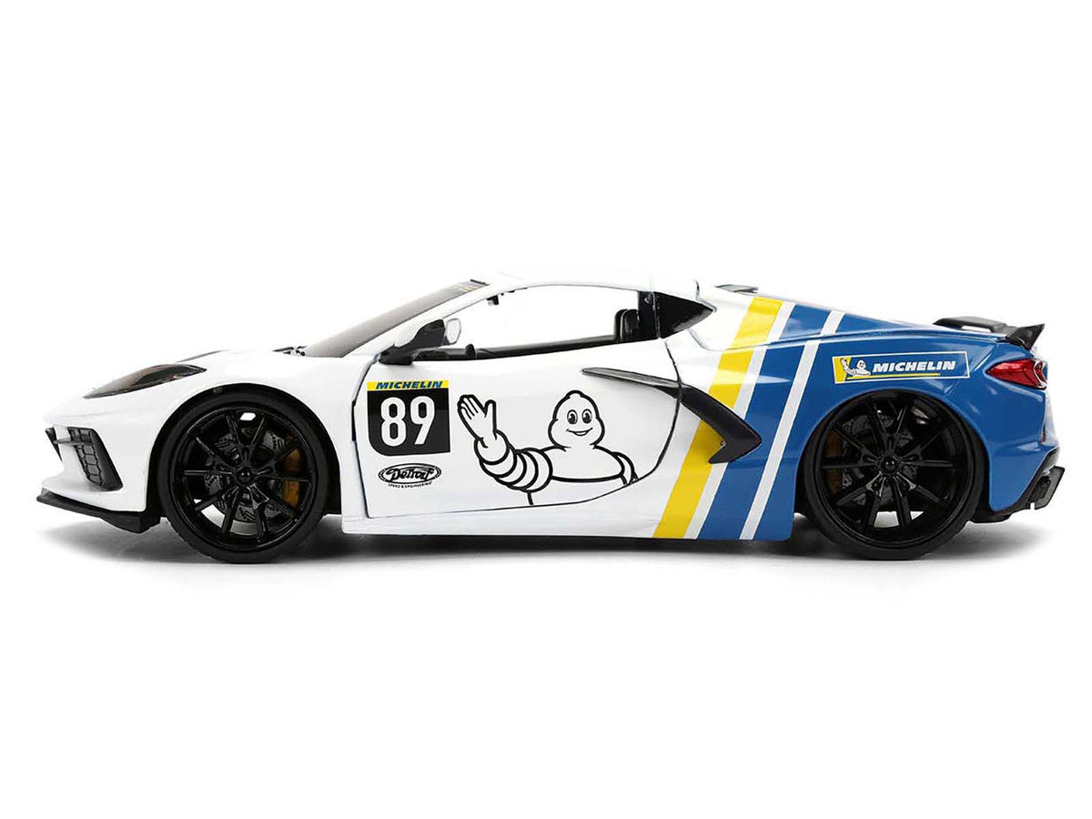 2020 Chevrolet Corvette Stingray C8 #89 "Michelin" White with Yellow and Blue Stripes "Bigtime Muscle" Series 1/24 Diecast Model Car by Jada