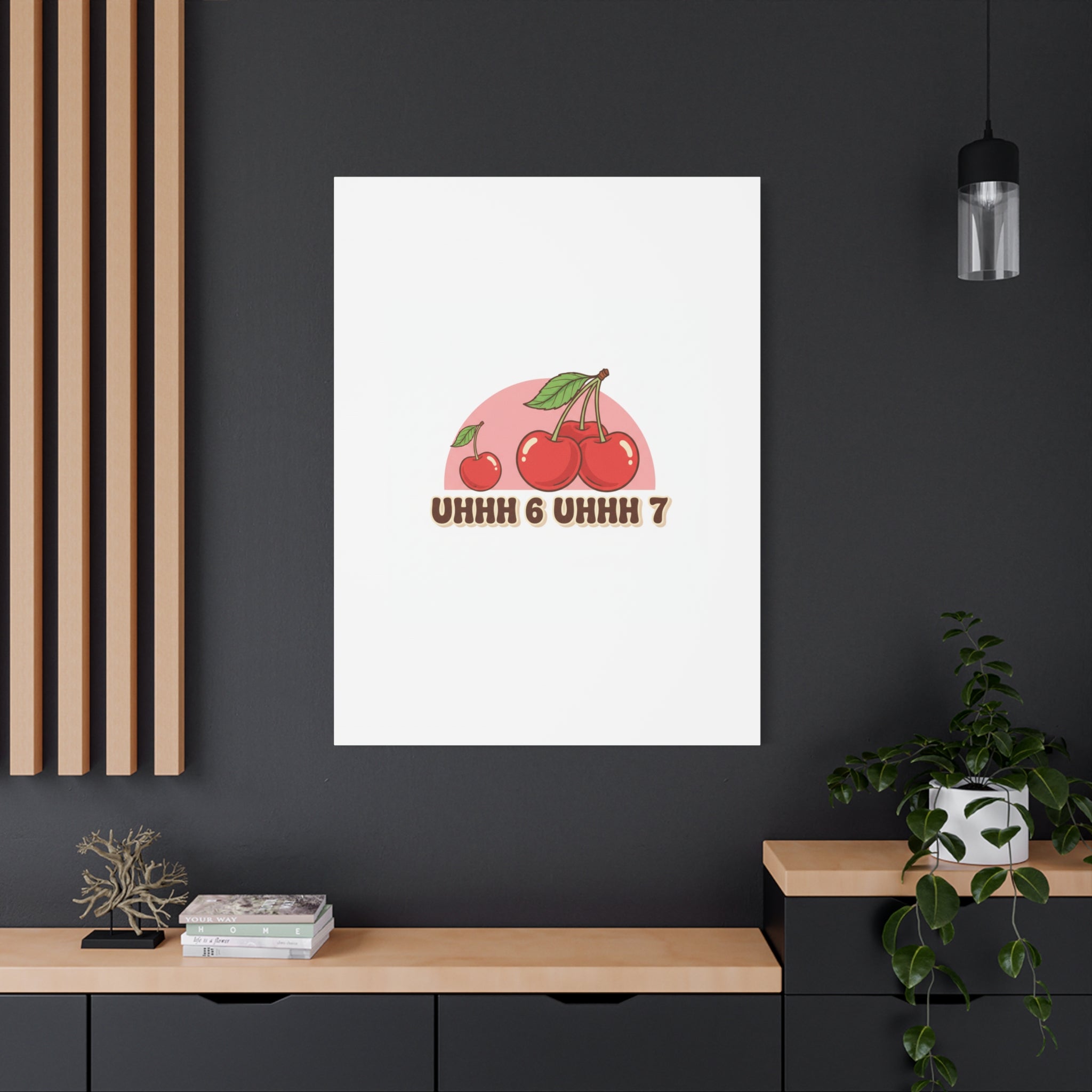 Six Severn Cherry Retro Graphic Canvas | kawaii fruit print, vintage cherry design