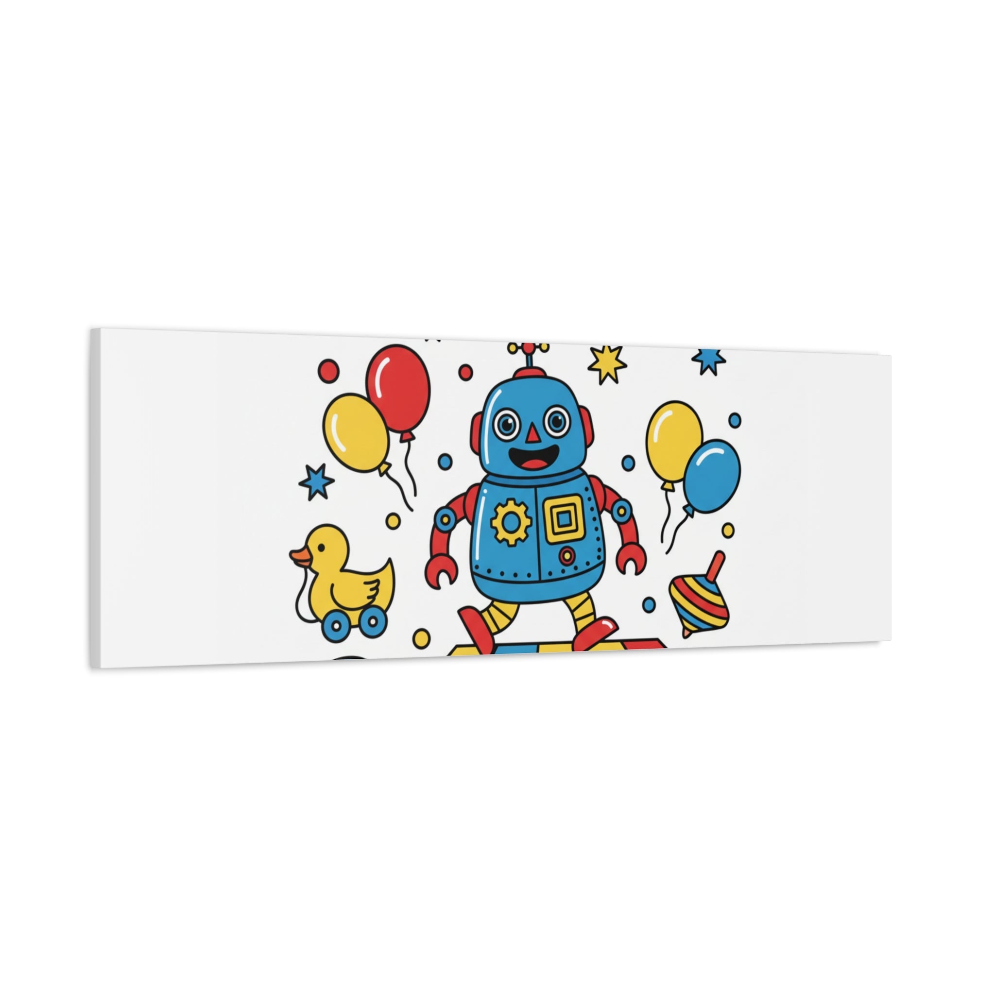 Retro Toy Robot Canvas | Throwback Kid, Primary Color Nostalgia