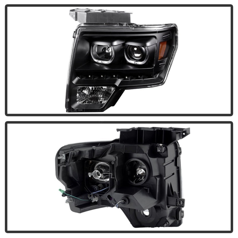 SPYDER Xtune Ford F150 09-14 Projector Headlights Halogen Model Only LED Halo Black PRO-JH-FF15009-CFB-BK 9032226