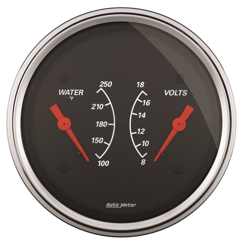 AutoMeter Gauge Dual Wtmp & Volt 3-3/8in. 250 Deg. F & 18V Elec Designer Black 1430