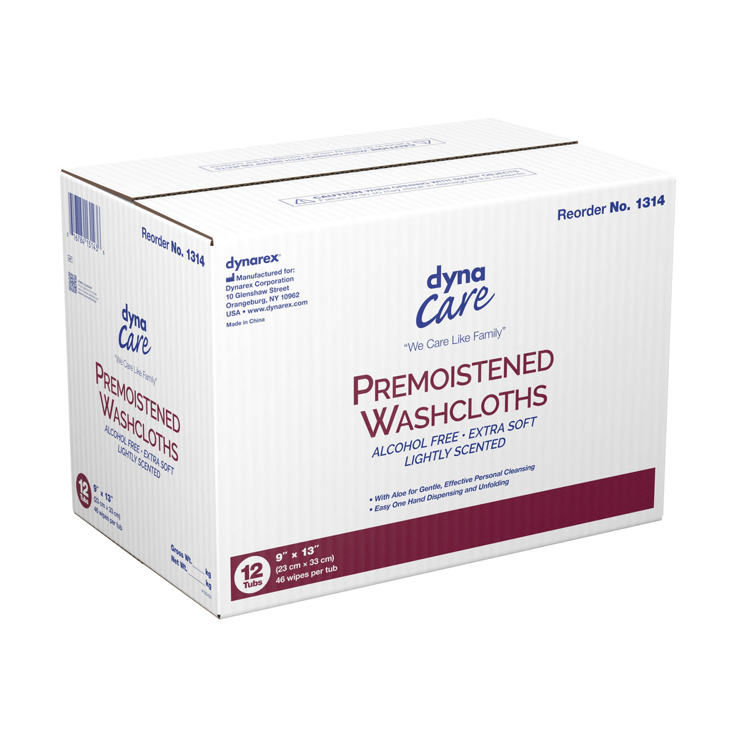 Dynarex Personal Cleansing Wipes, Aloe/Lanolin Scented, Tub 1314
