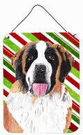 Saint Bernard Candy Cane Holiday Christmas Wall or Door Hanging Prints Aluminum Metal Sign Kitchen Wall Bar Bathroom Plaque Home Decor Front Door Plaque, 12x16, Multicolor