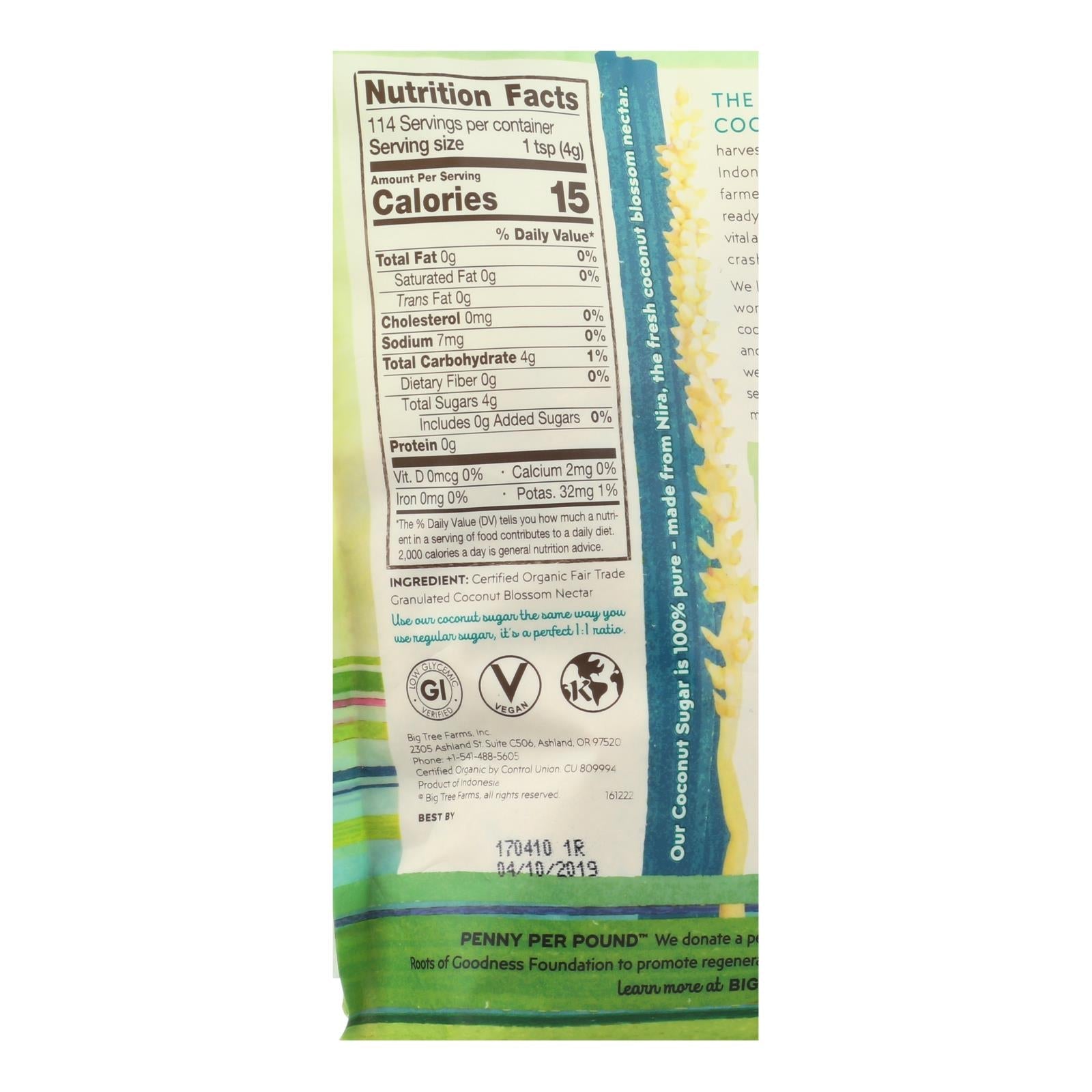 Big Tree Farms Organic Golden Coconut Sugar, Case of 6, 16 oz Each