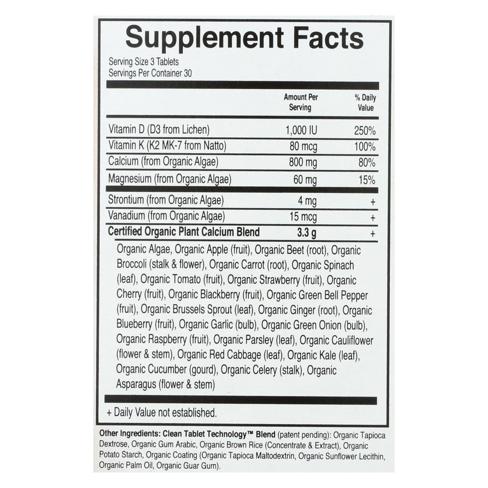 Garden of Life Organics Mykind Plant Calcium, 90 Tablets