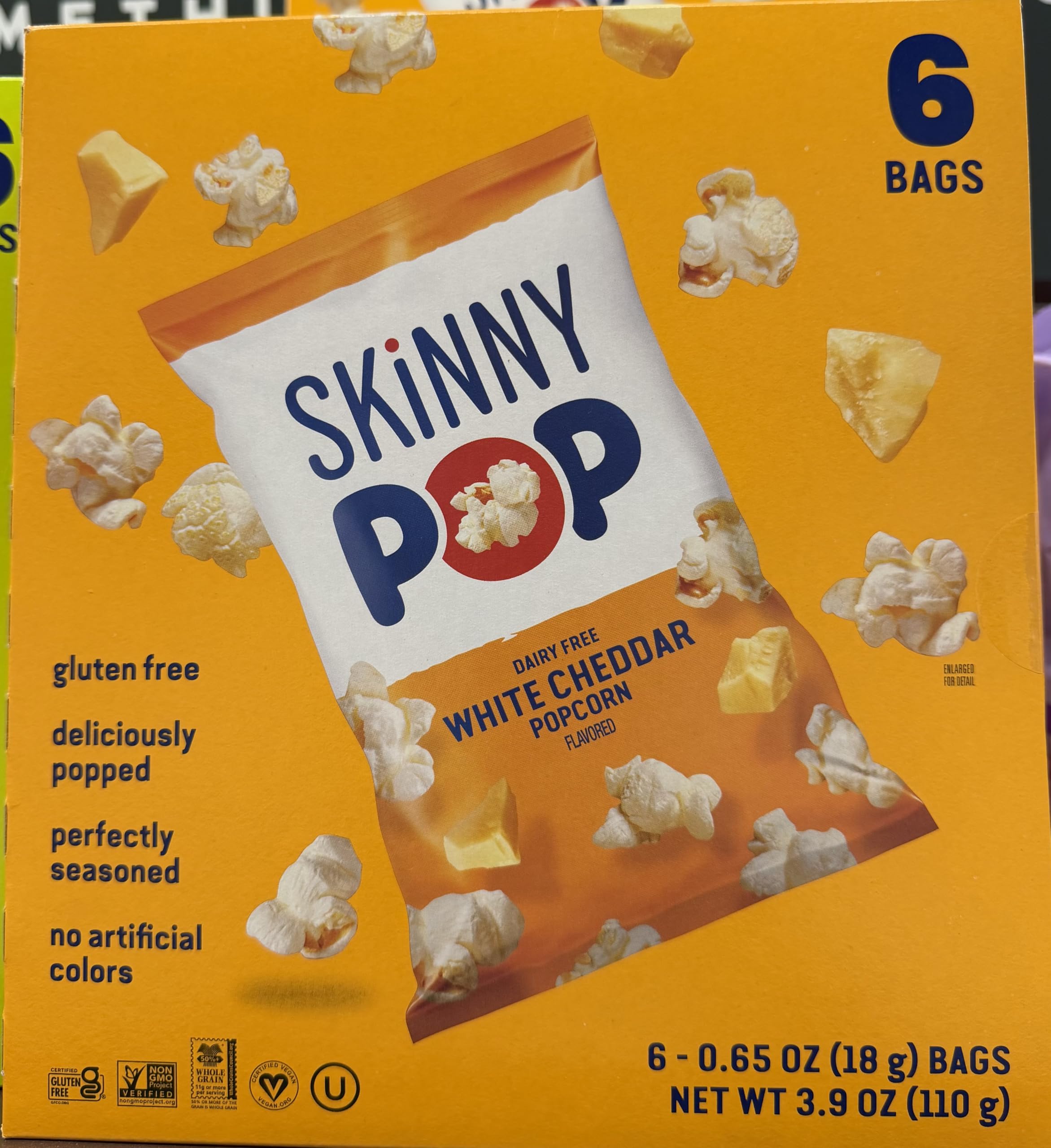 SkinnyPop White Cheddar Popcorn, Case of 4, 10 Count 0.5 Ounce Bags