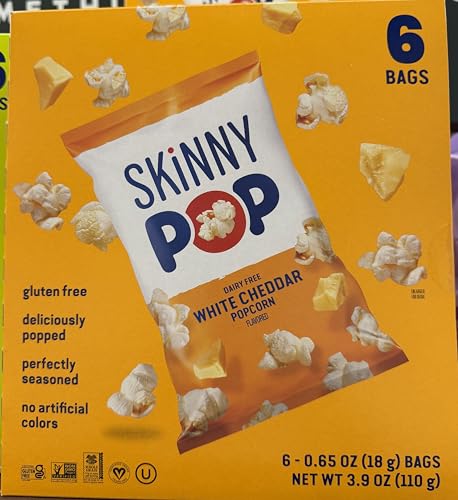 SkinnyPop White Cheddar Popcorn, Case of 4, 10 Count 0.5 Ounce Bags