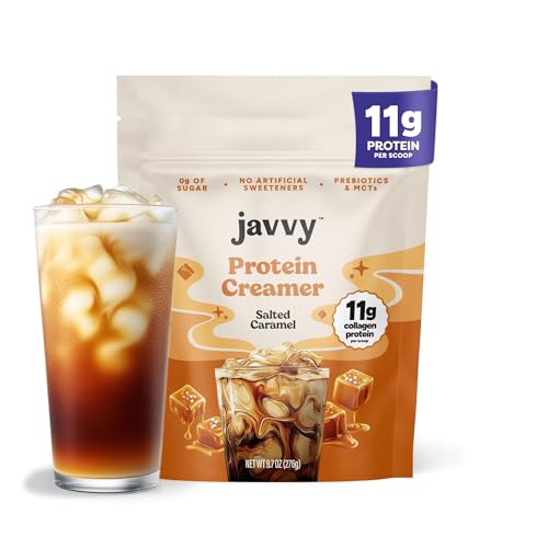 Javvy Salted Caramel Protein Coffee Creamer, Case of 6, 9.7 Ounce Containers