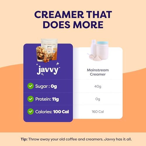 Javvy Salted Caramel Protein Coffee Creamer, Case of 6, 9.7 Ounce Containers