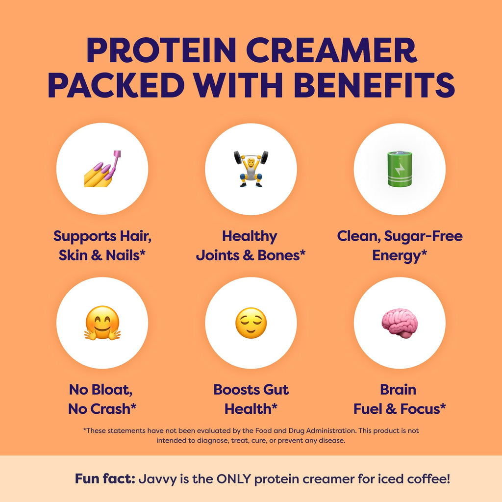Javvy Salted Caramel Protein Coffee Creamer, Case of 6, 9.7 Ounce Containers