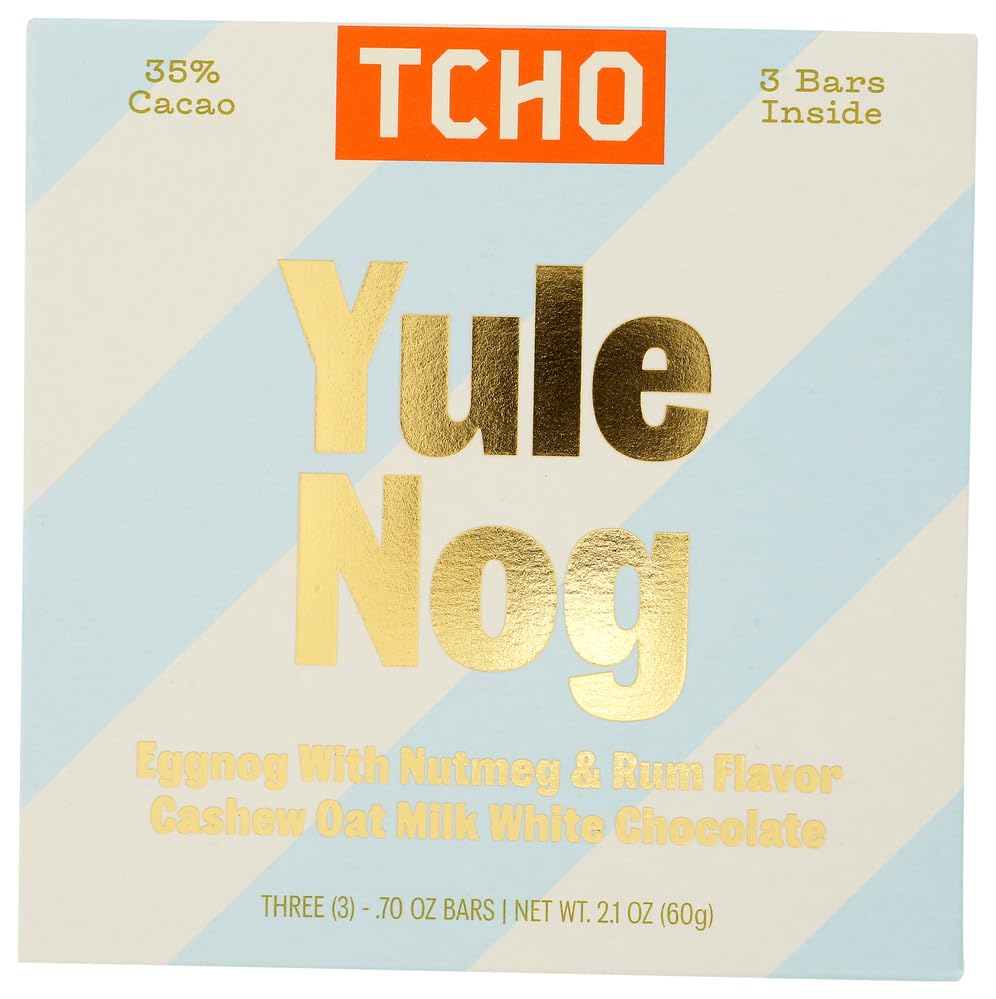 TCHO Organic Yule Nog Oat Milk Chocolate Bar, Case of 10, 2.1 Ounce Bars