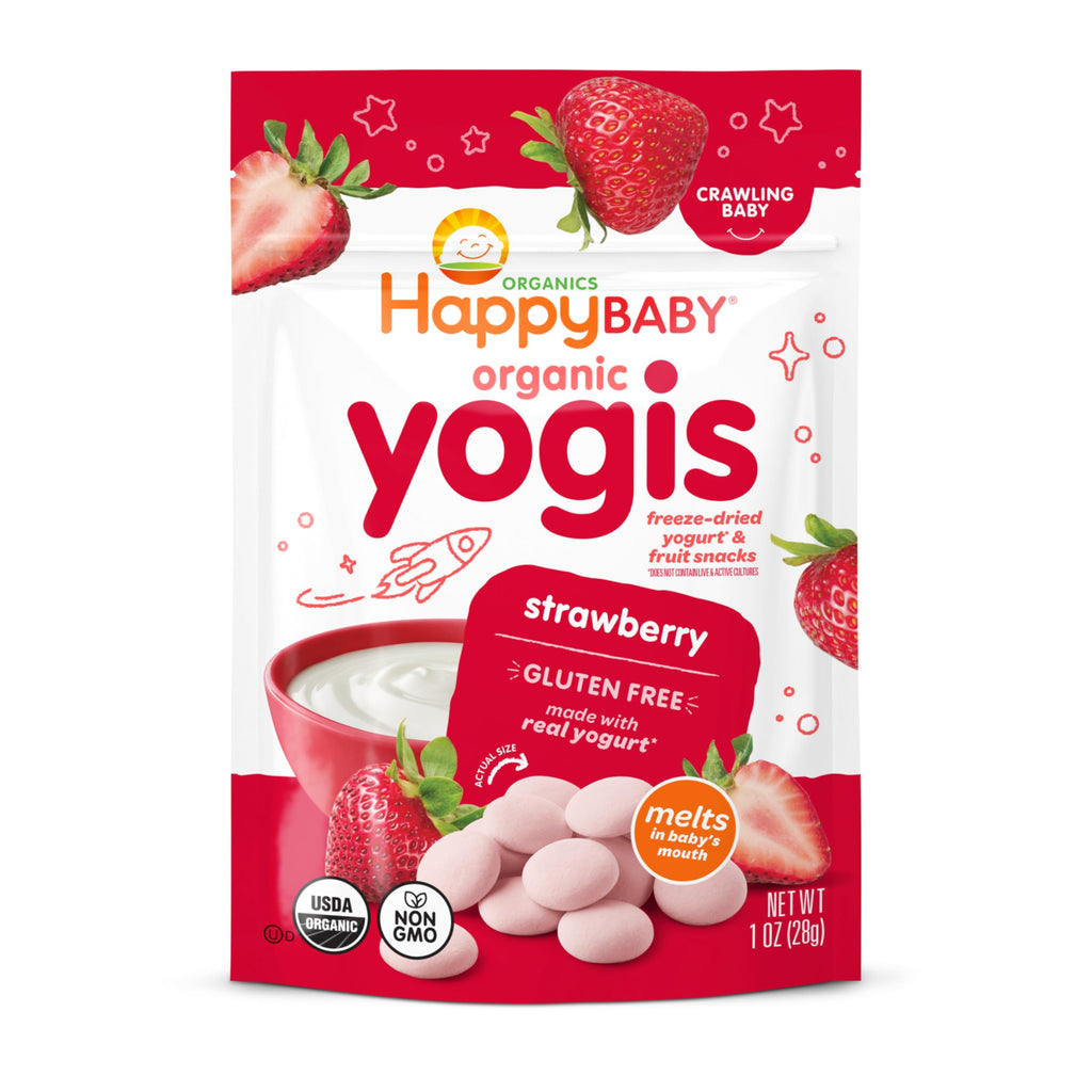 Happy Baby Organics Strawberry Yogis Yogurt Melts, Case of 8, 1 oz Bags