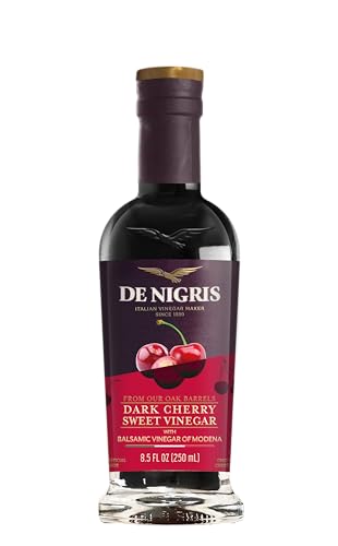 De Nigris Dark Cherry Sweet Vinegar with Balsamic Vinegar of Modena, Case of 6, 8.5 Fluid Ounce Bottles