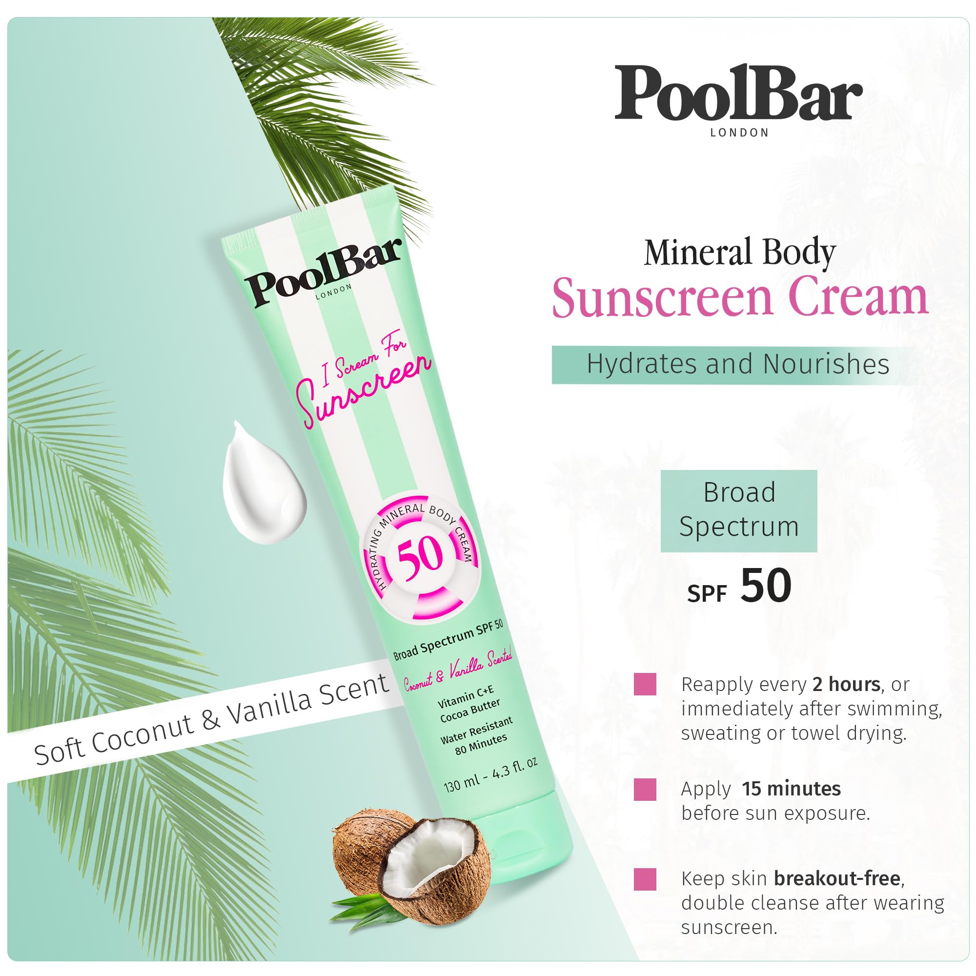Poolbar SPF 30 Sunscreen Cream, 4.7 Ounces