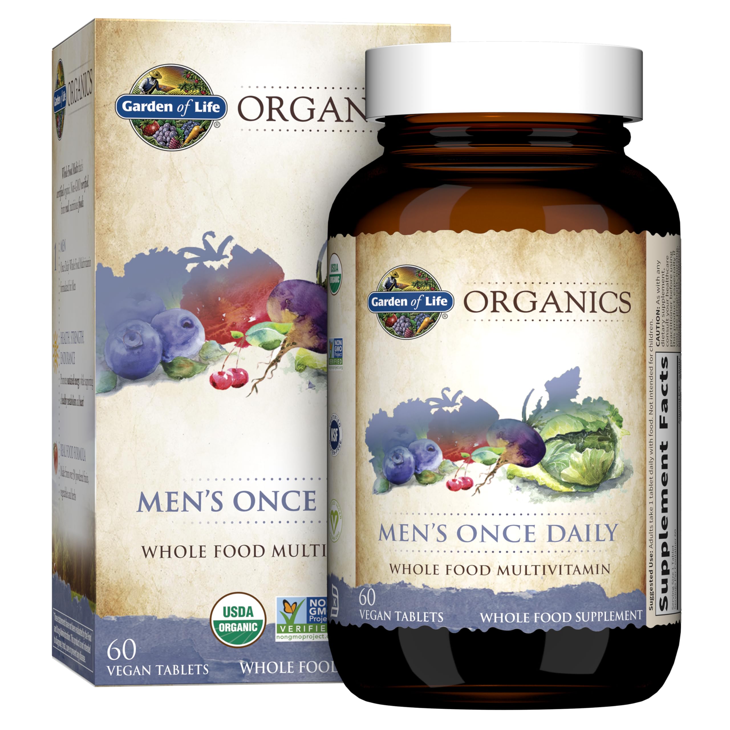 Garden of Life mykind Organics Men's Once Daily Multivitamin, 60 Vegan Tablets