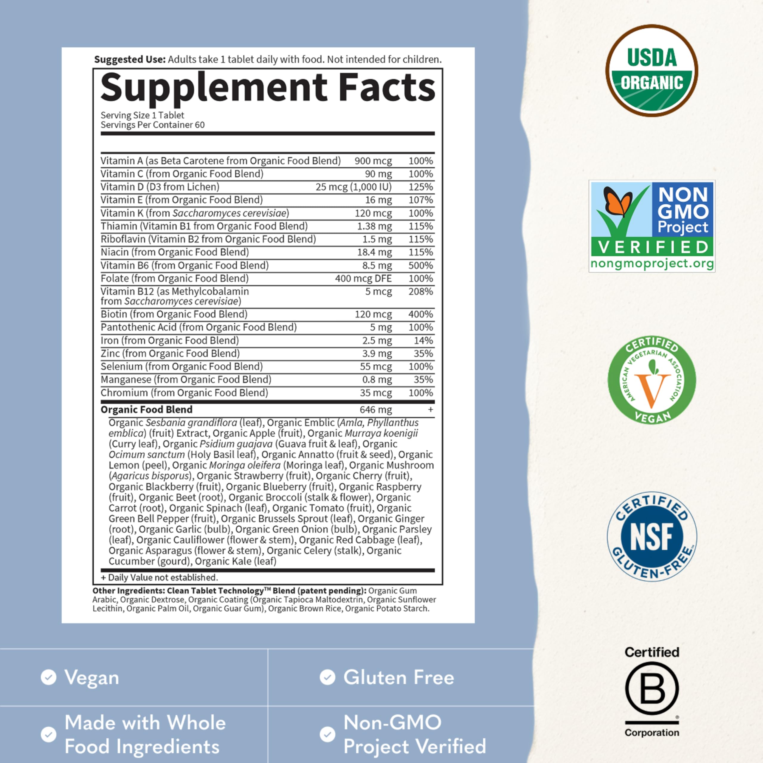Garden of Life mykind Organics Men's Once Daily Multivitamin, 60 Vegan Tablets