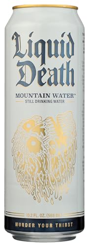 Liquid Death Still Mountain Water, Case of 12, 19.2 Fluid Ounce Cans
