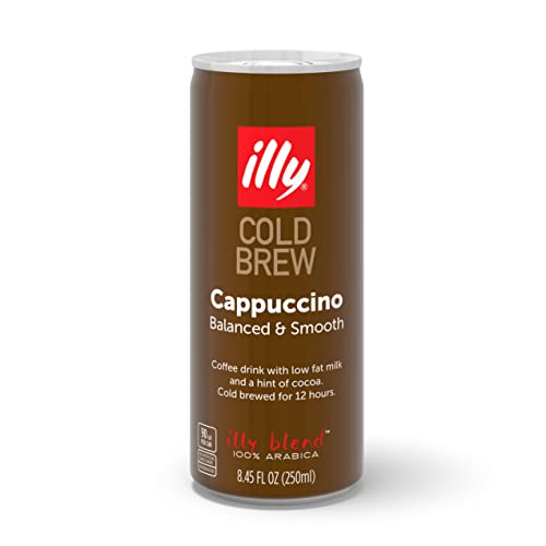 Illy Cold Brew Coffee Ready-To-Drink Cappuccino, 100% Arabica, Case of 12, 8.45 fl oz Cans