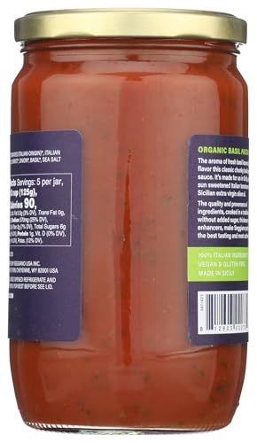 Seggiano Basilico Tomato And Basil Organic Pasta Sauce, Case of 6, 24 oz Jars