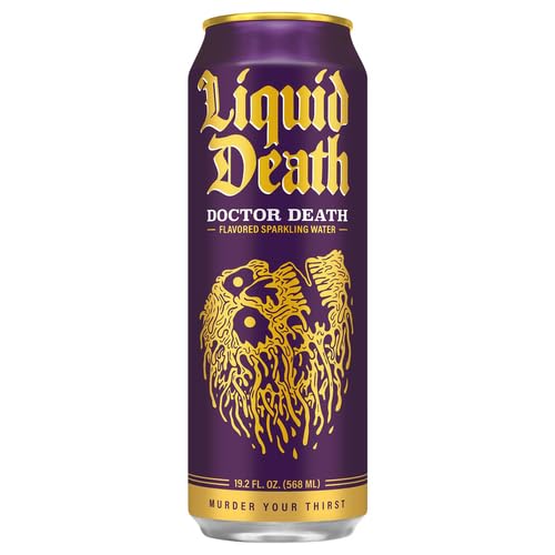 Liquid Death Mountain Doctor Death Sparkling Water, Case of 12, 19.2 fl oz Cans