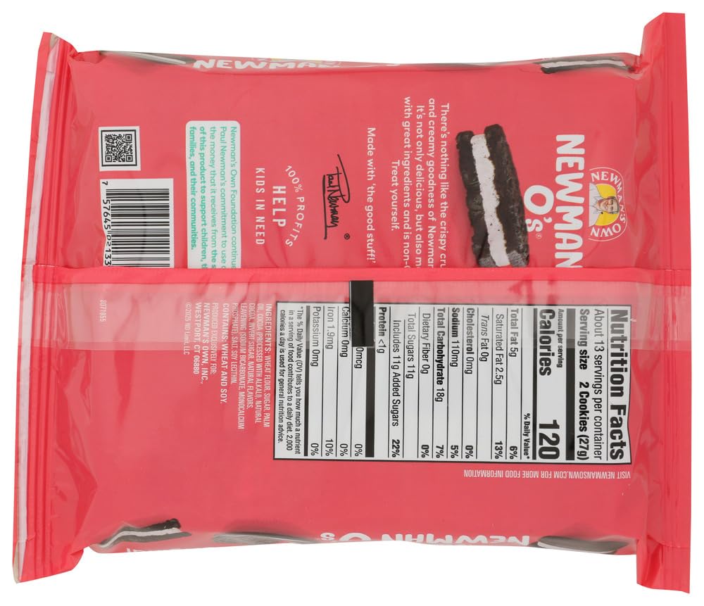 Newman's Own Original Chocolate Sandwich Cookies, Case of 8, 13 Ounce Packages