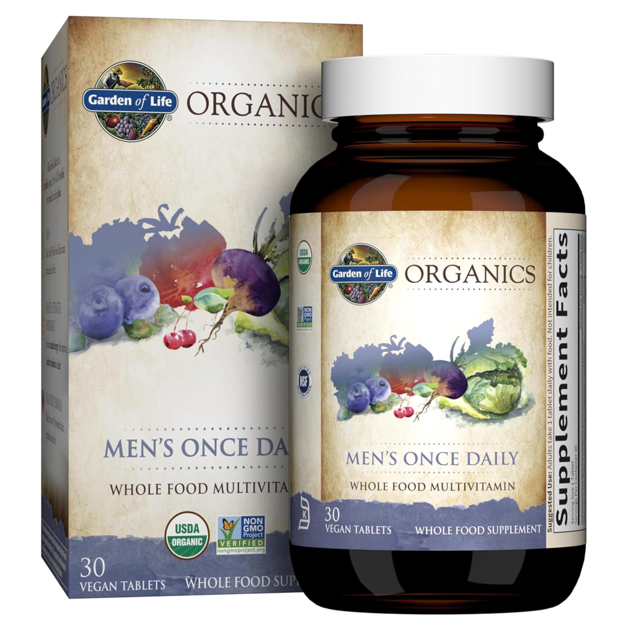 Garden of Life mykind Organics Men's Once Daily Multivitamin, 30 Vegan Tablets