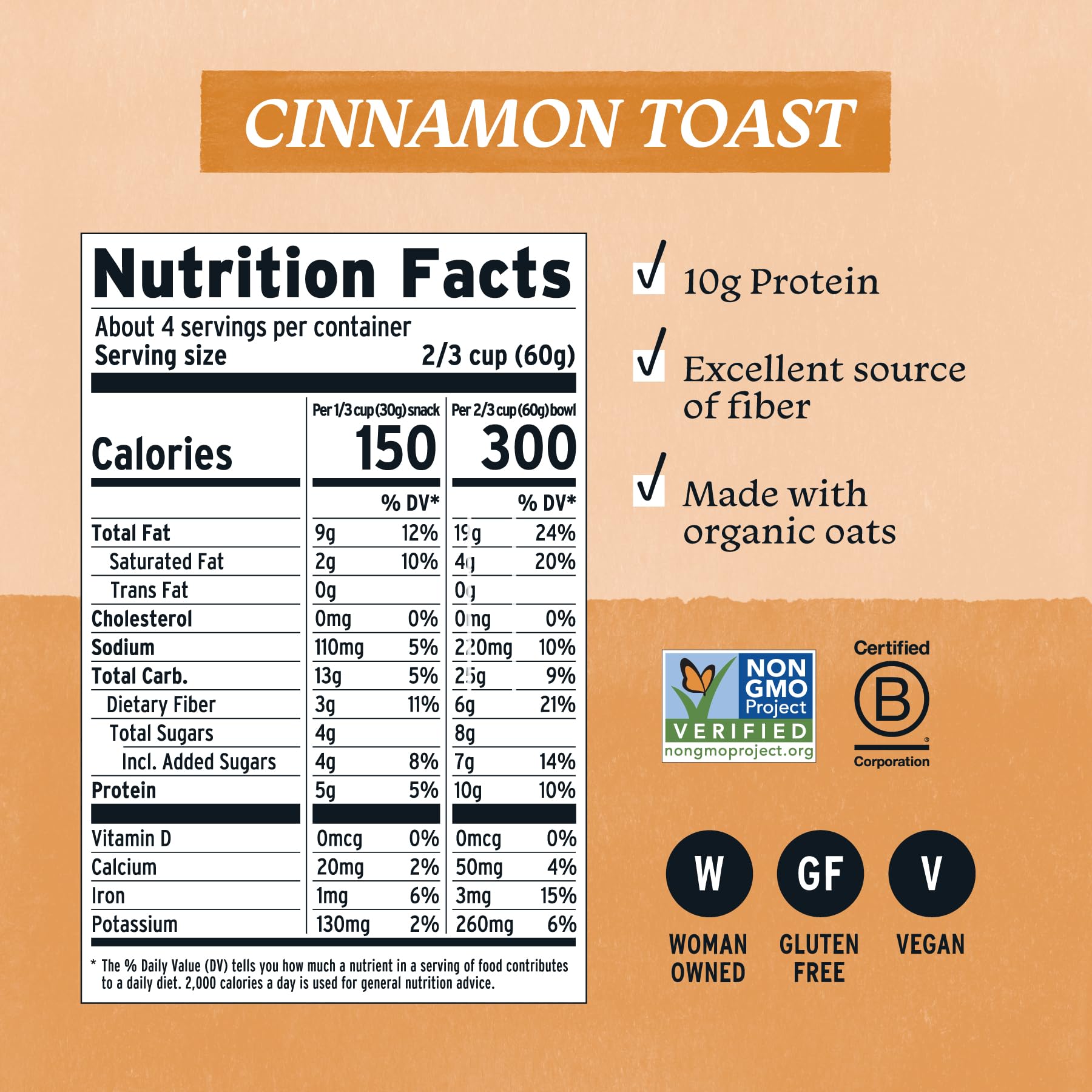 Purely Elizabeth Organic Cinnamon Toast Granola, Case of 6, 8 Ounce