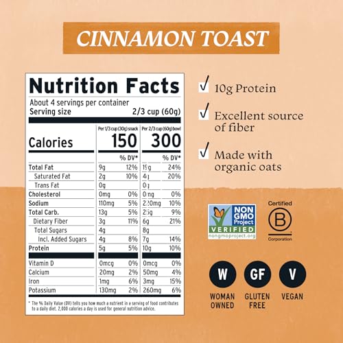 Purely Elizabeth Organic Cinnamon Toast Granola, Case of 6, 8 Ounce