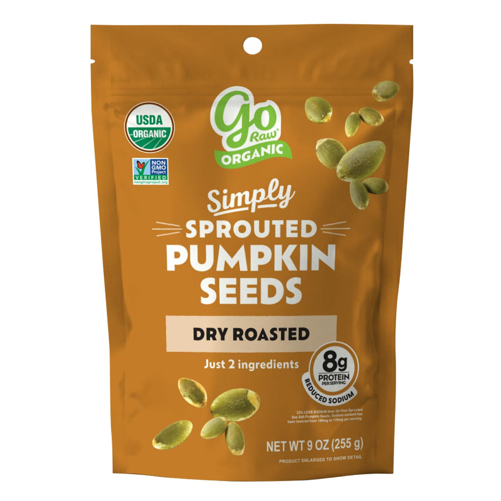 Go Raw Organic Dry Roasted Pumpkin Seeds, Case of 6, 9 Ounce