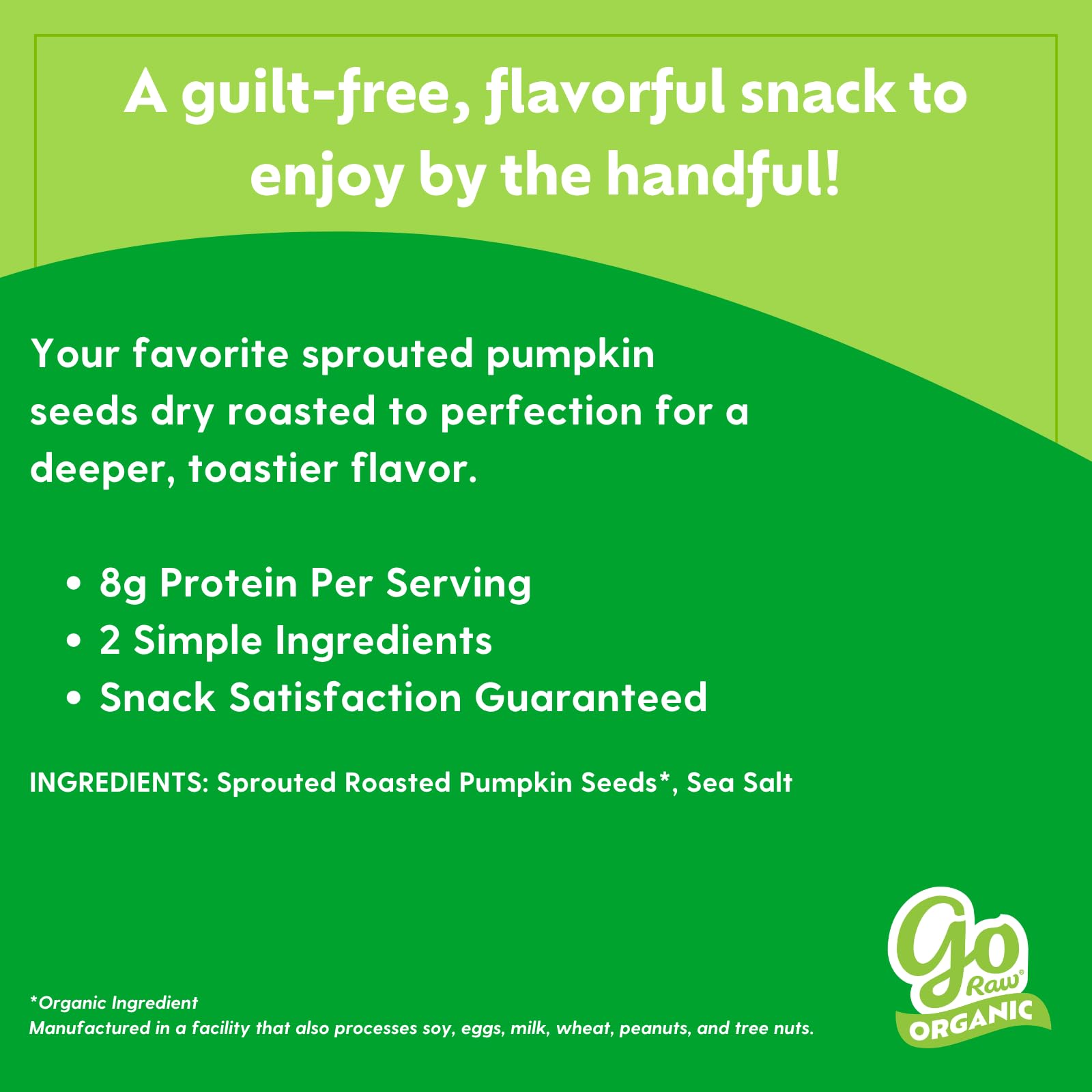 Go Raw Organic Dry Roasted Pumpkin Seeds, Case of 6, 9 Ounce
