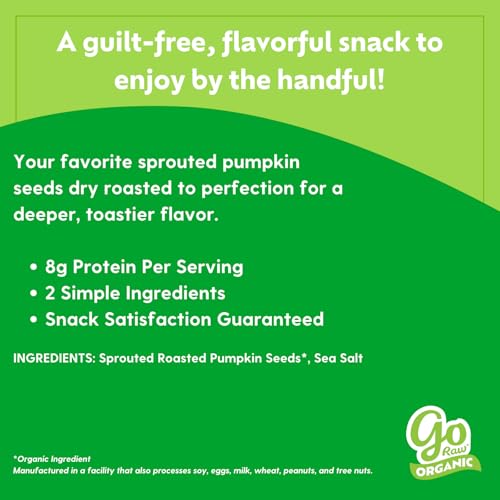 Go Raw Organic Dry Roasted Pumpkin Seeds, Case of 6, 9 Ounce