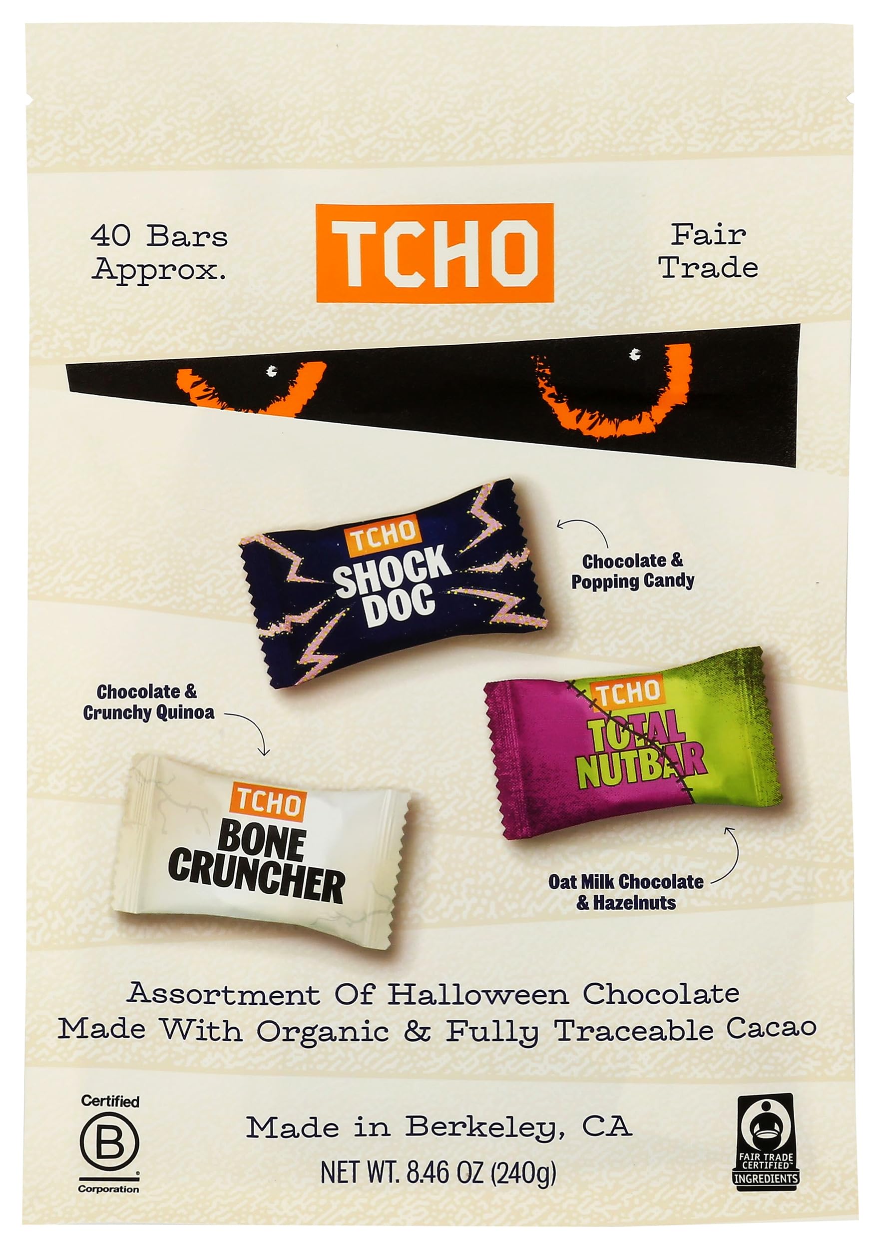 TCHO Chocolate Fright Bites Halloween Chocolate, Case of 6, 8.46 Ounce