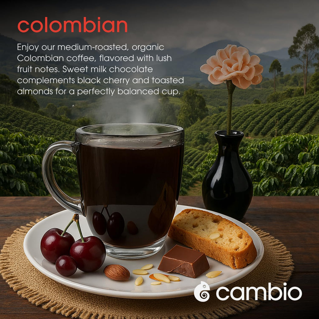 Cambio Roasters Organic Colombian Medium Roast Coffee, Case of 6, 10 Count