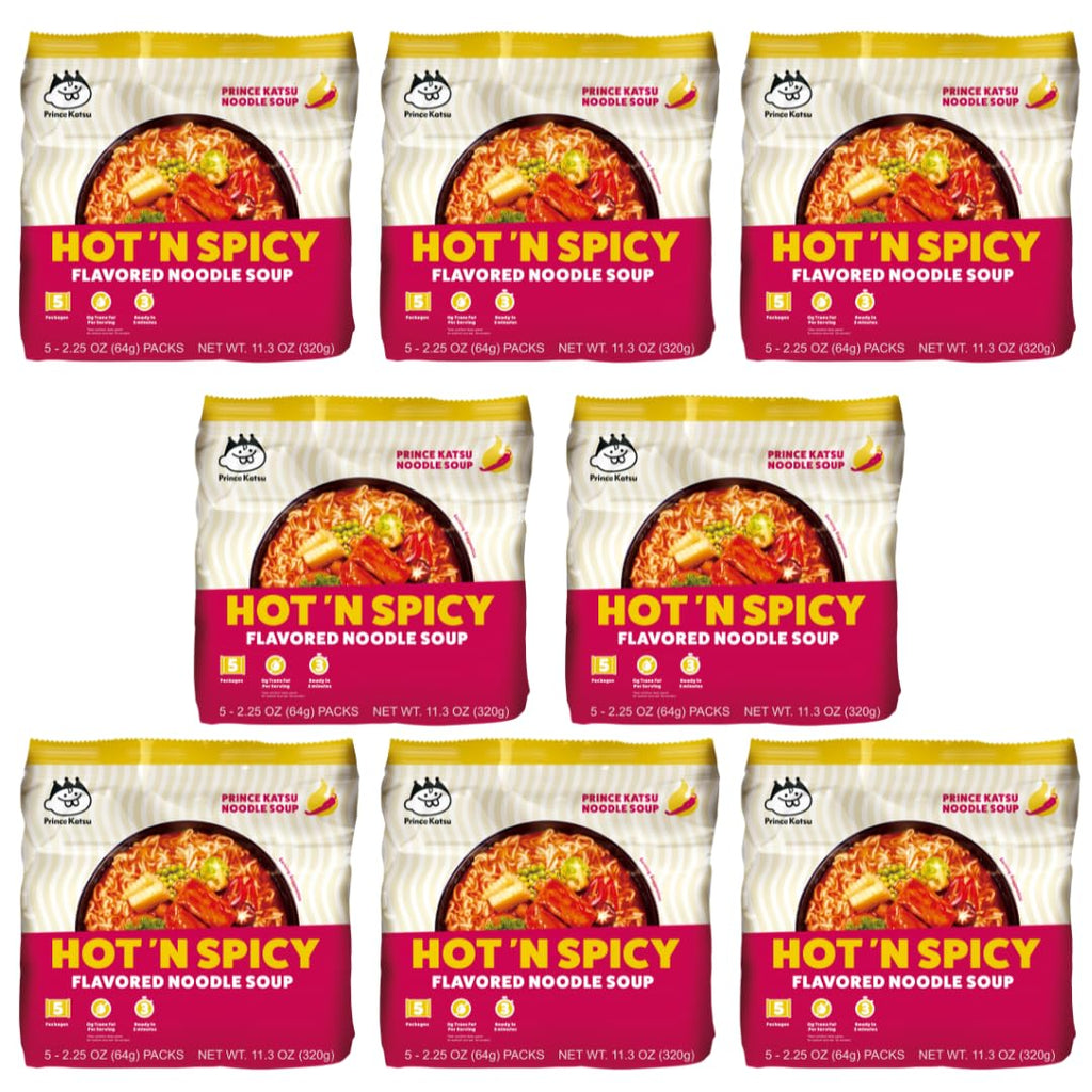 A-Sha Foods Hot Spicy Ramen Noodle Soup Packets, Case of 8, 11.3 oz