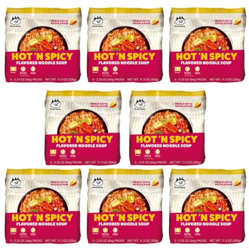 A-Sha Foods Hot Spicy Ramen Noodle Soup Packets, Case of 8, 11.3 oz